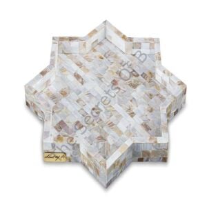 White mother of pearl inlaid star tray