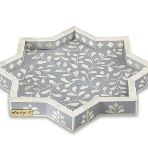 Gray mother of pearl inlaid star tray