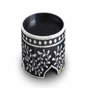 Black Floral Patterned Mother Of Pearl İnlay Cake Stand