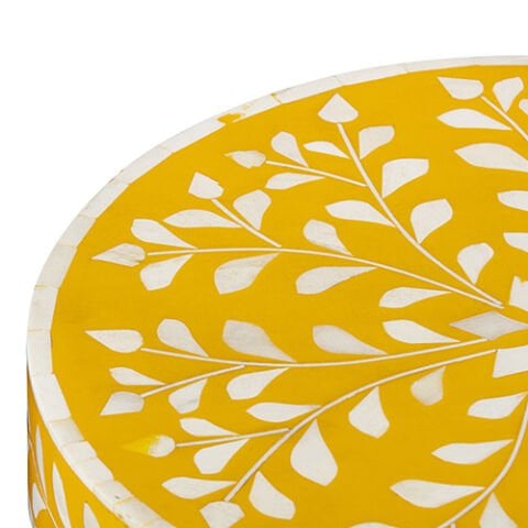 Yellow floral pattern mother-of-pearl inlay cake stand