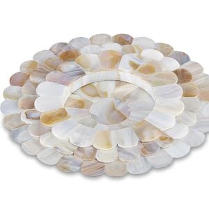White daisy-patterned mother-of-pearl coasters