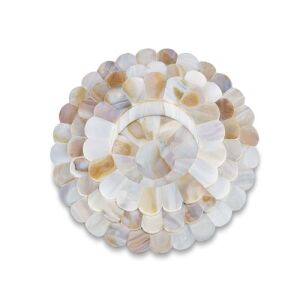 White Daisy Patterned Mother Of Pearl Coasters