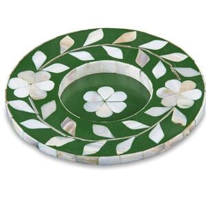 Green floral pattern mother-of-pearl inlay coasters