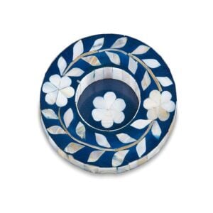Blue Floral Pattern Mother Of Pearl İnlay Coasters