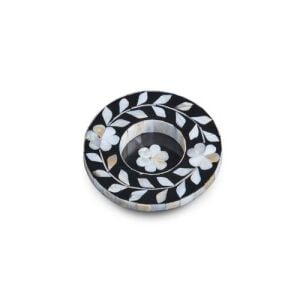 Black Floral Pattern Mother Of Pearl İnlay Coasters