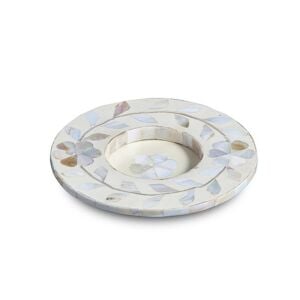 White floral pattern mother-of-pearl inlay coasters