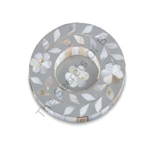 Gray Floral Pattern Mother Of Pearl İnlay Coasters