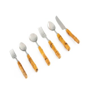 Bamboo Handle Spoon Fork Knife Set 7 Pieces