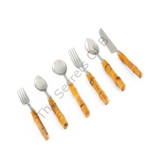 Bamboo Handle Spoon Fork Knife Set 7 Pieces