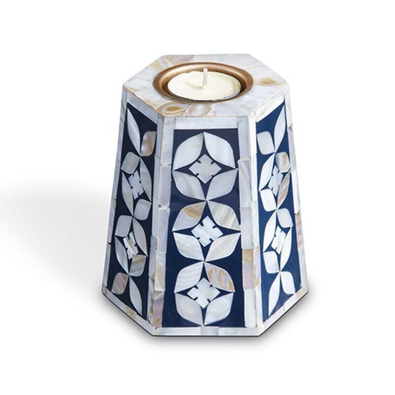 Blue floral pattern mother-of-pearl inlay bakhoor set