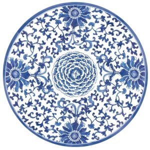 Indigo Garden Mavi/Beyaz Kağıt Yemek Tabakları