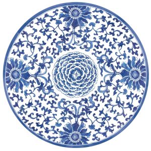 Indigo Garden Mavi/Beyaz Kağıt Yemek Tabakları