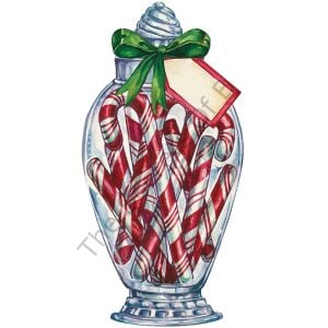 Candy Cane Jar Masa Dekoru 12li Paket