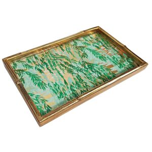Willows Green Bamboo Edge Lacquer Vanity Tray