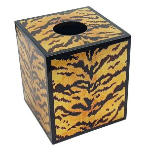 Tigre Golden Square Lacquer Tissue Box Cover
