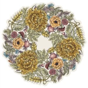 Kalıp Kesim Autumn Acanthus Wreath Kağıt Amerikan Servis 12li Paket