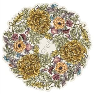 Kalıp Kesim Autumn Acanthus Wreath Kağıt Amerikan Servis 12li Paket