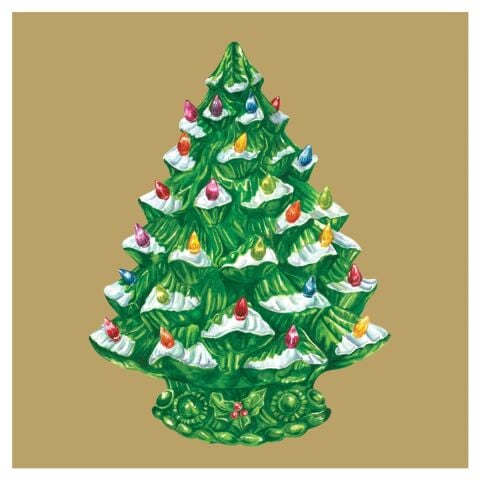 Vintage Christmas Tree Cocktail Napkin Pack Of 20