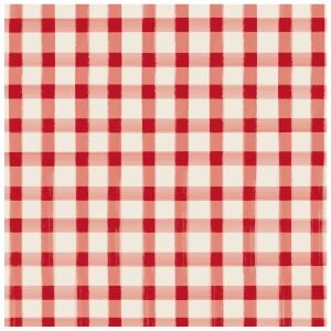 Red Painted Check Cocktail Napkin Pack Of 20