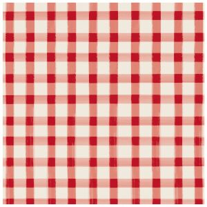 Red Painted Check Cocktail Napkin Pack Of 20