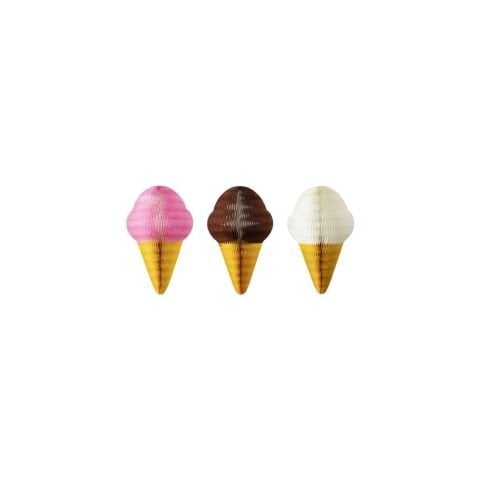 Honeycomb Small Ice Cream Cone Set of 3