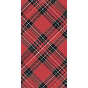 Kırmızı Plaid Misafir Peçetesi 16li Paket