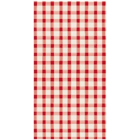 Red Painted Check Guest Napkin - Pack Of 16