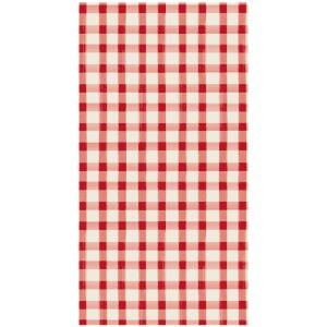 Red Painted Check Guest Napkin - Pack Of 16