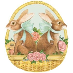 Kalıp Kesim Bunny Basket Kağıt Amerikan Servis 12li Paket