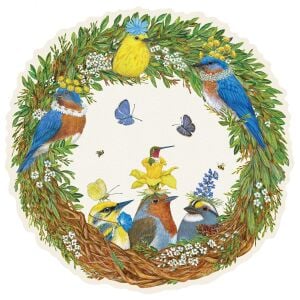 Kalıp Kesim Songbird Wreath Kağıt Amerikan Servis 12li Paket