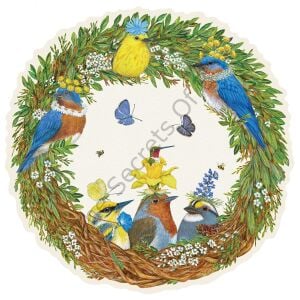 Kalıp Kesim Songbird Wreath Kağıt Amerikan Servis 12li Paket