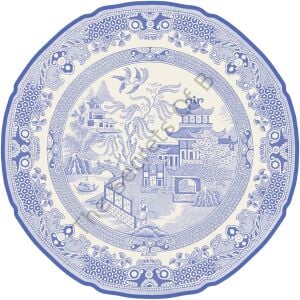 Kalıp Kesim Mavi Willow Plate Kağıt Amerikan Servis 12li Paket