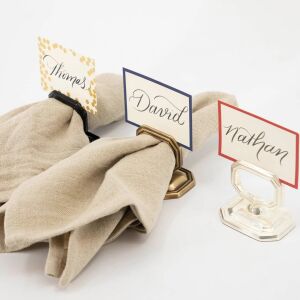 Napkin Ring With Place Card Holder Brass