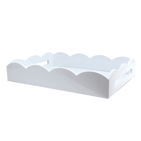 White Medium Lacquered Scallop Serving Tray