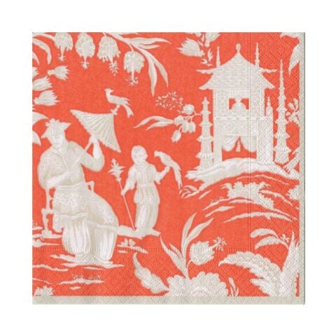 Silk Road Toile Mandarin Luncheon Napkins  20 Per Package