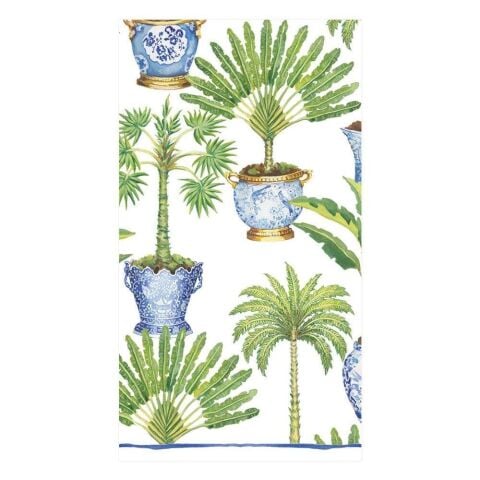 Potted Palms Paper Guest Towel Napkins in White 15 Per Package
