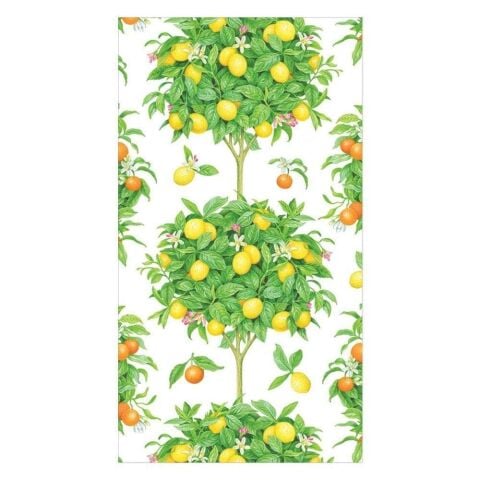 Citrus Topiaries Paper Guest Towel Napkins in White 15 Per Package