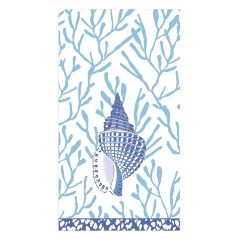 Shell Toile Guest Towel Napkins in Blue  15 Per Package