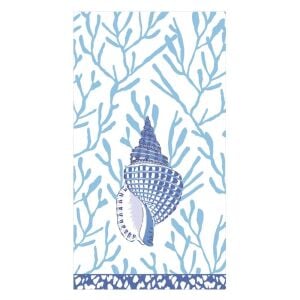Shell Toile Guest Towel Napkins in Blue  15 Per Package