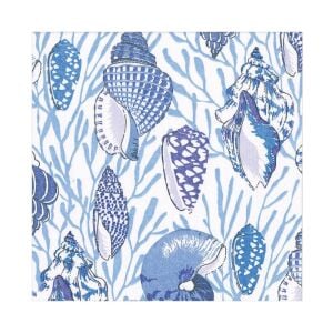 Shell Toile Luncheon Napkins İn Blue 20 Per Package