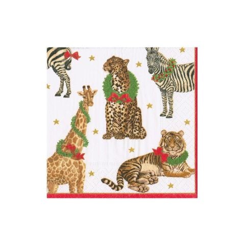 Wild Christmas Ivory Cocktail Napkins - 20 Per Package