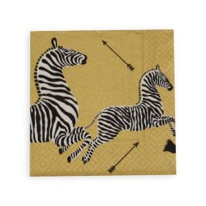 Zebras Paper Cocktail Napkins in Gold - 20 Per Package