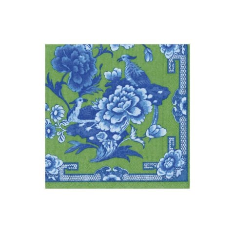 Green And Blue Plate Luncheon Napkins - 20 Per Package