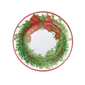 Boxwood and Berries Wreath Paper Salad & Dessert Plates - 8 Per Package