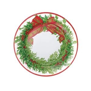 Boxwood And Berries Wreath Kağıt Salata ve Tatlı Tabağı 8li Paket