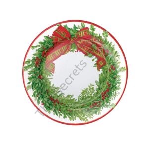 Boxwood And Berries Wreath Kağıt Salata ve Tatlı Tabağı 8li Paket
