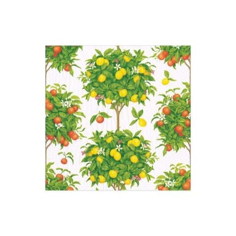Citrus Topiaries Paper Cocktail Napkins in White - 20 Per Package