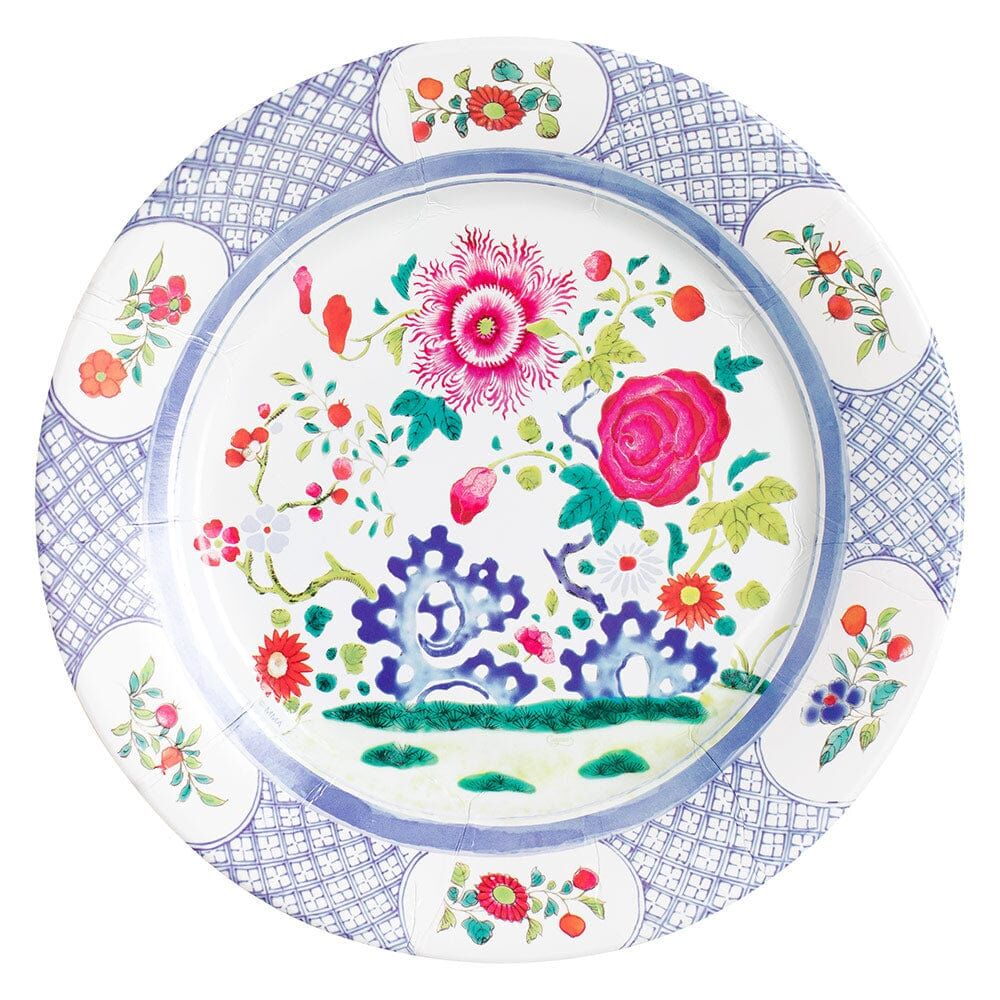 Floral Porcelain Kağıt Yemek Tabağı 8li Paket