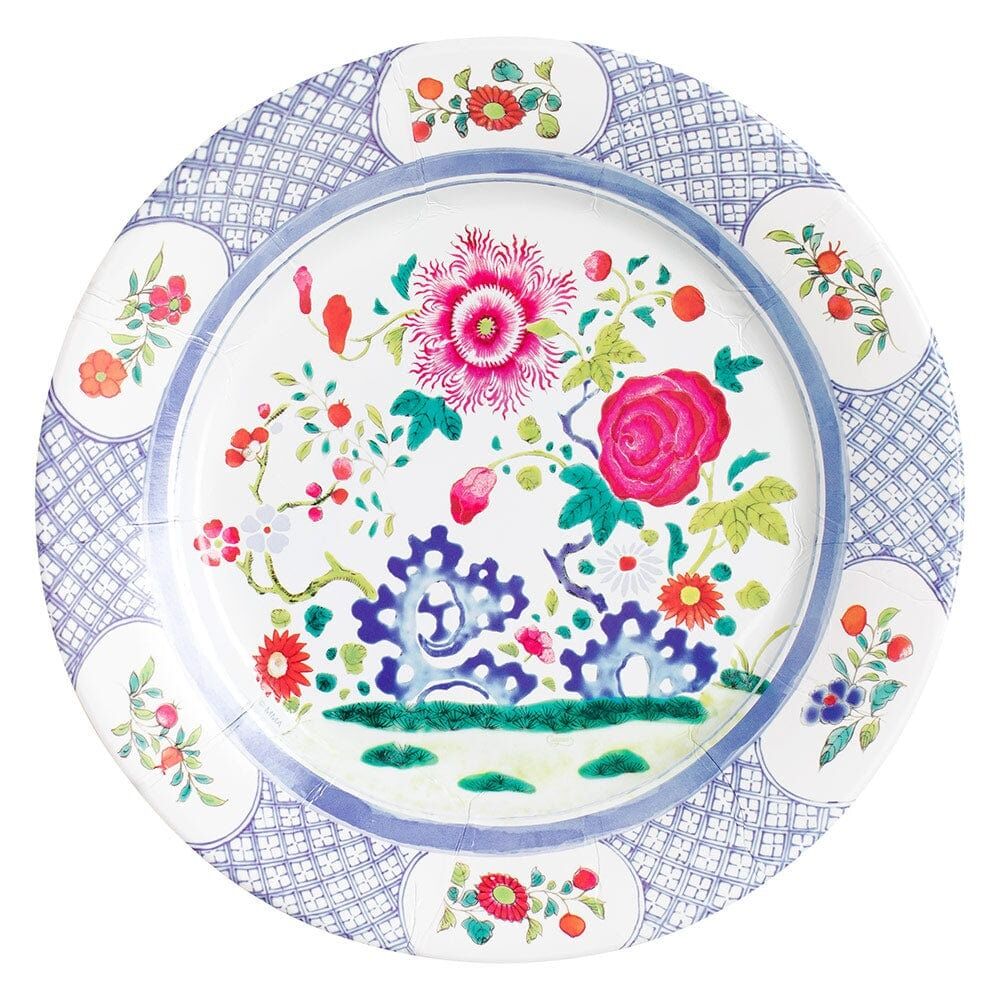 Floral Porcelain Kağıt Yemek Tabağı 8li Paket