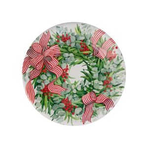 Ribbon Stripe Wreath Kağıt Yemek Tabağı 8li Paket